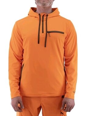Tekari Men’s Blaze Orange Axial 1/4 Zip Performance Fleece Hunting Hoodie